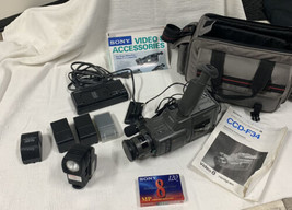 Sony Handycam Video 8 CCD-F34 AS IS PARTS ONLY 4 batteries, charger, bag, books - £19.96 GBP