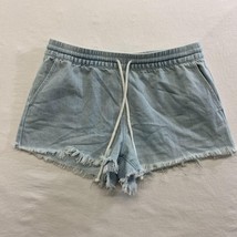 Aerie Denim Cut Off Shorts Women&#39;s Size XS Light Wash Drawstring Blue Je... - $7.92