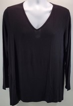 MT) Roz &amp; Ali Woman 1X Black Pullover V-Neck Shirt - £7.77 GBP