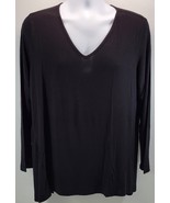 MT) Roz &amp; Ali Woman 1X Black Pullover V-Neck Shirt - £7.94 GBP