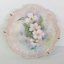 Vintage Porcelain Hand Painted Dogwood Blossoms 10.25&quot; Plate Scalloped Edge - £31.74 GBP