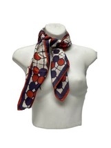 Usna Hankerchief Scarf Red Blue White Checkered &amp; Circle Print 27 in. x 27 in. - £7.75 GBP