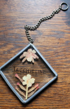 Decorative Glass  Metal Window Pressed Flower &quot;Jacquline&quot; 2 Inch Square ... - $189.88 MXN