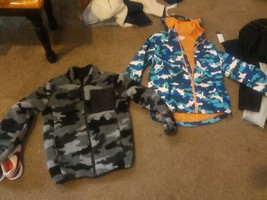 NICE LOT of 2 Boys Place Blue Shark Camo Camouflage Jacket Rain &amp; Fleece... - $26.59
