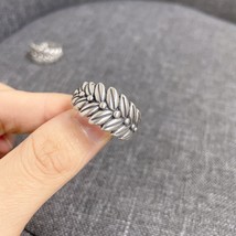 Simple 925 Sterling Silver Wheat Leaf Rings for Women Vintage Adjustable Opening - £37.28 GBP