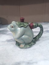 Majolica Frog Lily Pad Teapot, Vintage Ceramic Teapot, Hand-Painted, Unique Home - £31.03 GBP