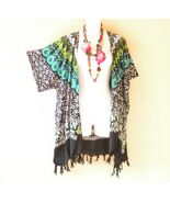 CB699 Floral Cardigan Duster Open Front Plus Kimono Jacket Cover up Top ... - $24.90