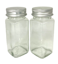 Swommoly Glass Spice Jars Square Set of 2 Replacement Extra Shakers with... - $12.08