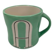 Anthropologie Letter -A- Initial Monogram Aqua 12 OZ Coffee Cup Mug Hand Painted - £19.31 GBP