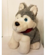 Siberian Husky Dog Plush Pet MTY STUFFED ANIMAL TOY collectible 10&quot; Blue... - $17.73