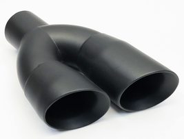 Exhaust Tip 2.25&quot; Inlet 3.00&quot; Outlet 9.50&quot; long Dual Double Wall Matte Black Sta - £55.94 GBP