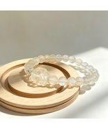 Natural 7mm Blue Moonstone Clear Quartz Carved Fox Bracelet Love Charm - $49.99