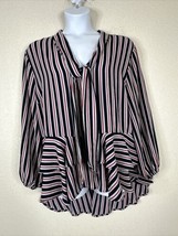 Ups &amp; Downs Womens Plus Size 3X Stripe Button Up Tie Hi-Lo Short Long Sl... - $14.99