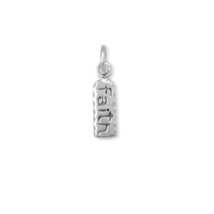Oxidized Sterling Silver &quot;faith&quot; Tag Charm for Charm Bracelet or Necklace - £18.79 GBP