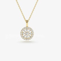 1/2Ct Baguette Simulated Diamond 14K Yellow Gold Finish Circle Pendant Necklace - £59.96 GBP
