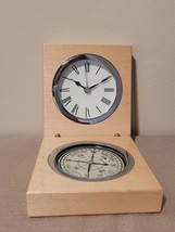 CLOCK/COMPASS COMBINATION IN BLONDE WOOD-UNUSED-SALESMAN&#39;S SAMPLE - $19.80