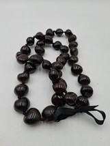 Vintage Hawaiian Lei Necklace 45” Hawaii Black Kukui Nut Ribbon Seed Pod  - $465.99 MXN