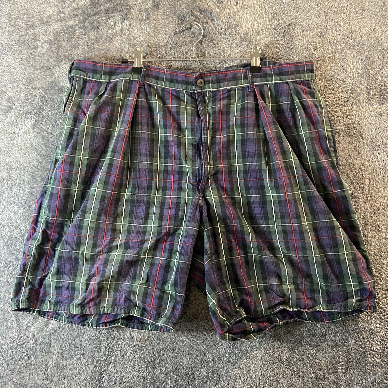 Primary image for Vintage Polo Ralph Lauren Shorts Mens 38W Purple Madras Plaid USA Made Preppy