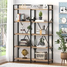 Industrial , Large 5 Tier Book Shelves For Office, Rustic Open Etagere B... - $282.99