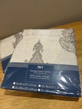 Pier 1 Rambagh Paisley 2 Curtain Panels 50x108”Gray Back Tabs Vtg Jacobean - $118.79