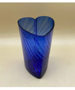 Lucyna Huta Szlka Poland Cobalt Blue Heart Shape Vase Vintage - $26.72