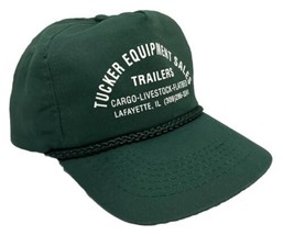 Vintage Tucker Equipment Hat Cap Snap Back Green Rope Trailers Lafayette IL Mens - £15.63 GBP