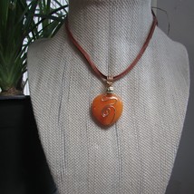 Orange jade heart pendant - £11.18 GBP