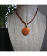 Orange jade heart pendant - $14.00