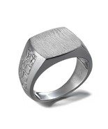 Sterling Silver Brushed Rounded Rectangle Signet Ring with Nugget Band f... - $109.74 CAD