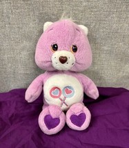 Care Bear Plush 2002 Share Bear Purple Stuffed Toy Animal Lollipop Theme 8” - $13.55