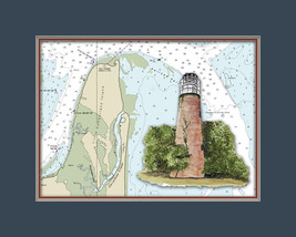 Little Cumberland Island Lighthouse and Nautical Chart High Quality Canv... - $14.99+