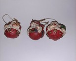 Christmas Ornaments Lot Of 3 Vintage Resin Santa Roly Poly holiday decor - $16.50