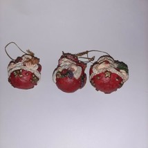 Christmas Ornaments Lot Of 3 Vintage Resin Santa Roly Poly holiday decor - £13.18 GBP