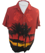 Pineapple Connection Men Hawaiian camp shirt M pit 2 pit 23 silhouette palm tree - £19.37 GBP