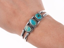 5.75&quot; Vintage Navajo silver and turquoise bracelet - £138.17 GBP