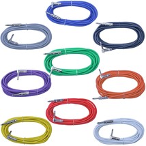 9 Mixed Color Pack Right Angle To Straight 1/4 Mono Guitar Cord Cable 20... - £76.73 GBP