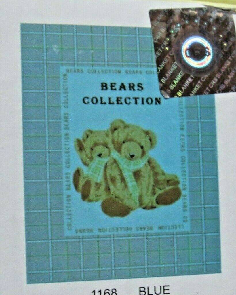 Bears Collection Two Ply Cloud Baby Blanket Blue Background 54" by 39