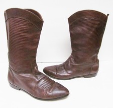 VanEli Boots Leather Reptile Look Fashion Riding Style Calf Hi Burgandy-... - $38.90