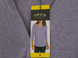 ORVIS WOMENS TOP SZ S MARLED LILAC 3/4 SLEEVE V-NECK LADIES RELAXED SHIR... - £10.38 GBP