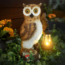 Mothers Day Gifts for Mom Women, Owl Garden Decor Statue Solar Owl Outdoor Decor - £35.10 GBP