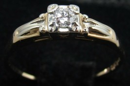 Loveright 14K Yellow Gold European Diamond Engagement Ring Sz 6.5 Antique .15ct - £199.83 GBP