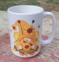 Gnome Sunflowers Bees 15 Ounce Ceramic Coffee Mug - £14.70 GBP