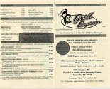 Grill Express Menu Kingston Pike Knoxville Tennessee 1990&#39;s - $17.82