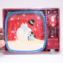 Christmas Snowman Cheese Snack Plate With Spreader By Kirkland Red Blue ... - $6.85