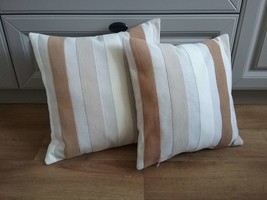 Striped velvet pillows covers Sofa brown beige pillow cases Cushion cover design - £25.71 GBP