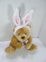 American Greetings Brown Teddy Bear w/Bunny Ears Plush 8&quot; Magnetic Hands - £8.87 GBP