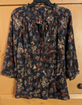 Banana Republic Blouse Womens Size M Top Multicolor Pleated Sheer Lightw... - $14.46