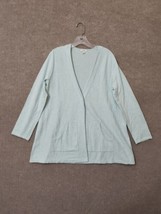 Pure J Jill Snap Front Cardigan Sweater Womens M Mint Green Cashmere Cotton - £21.03 GBP