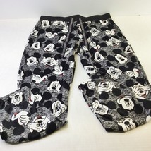 Disney Mickey Mouse Women&#39;s Pajama Bottoms Medium Gray Black Drawstrings - £8.66 GBP