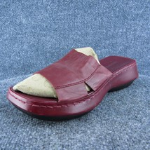 Nine West Bassinet Women Slide Sandal Shoes Red Leather Size 7.5 Medium - $24.75